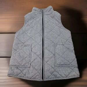 Quilted Vest Womens Size Medium Black White Staccato Houndstooth Pattern Pockets